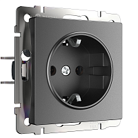 Розетка с заземлением без рамки Werkel 1-м. графит матовый картинка